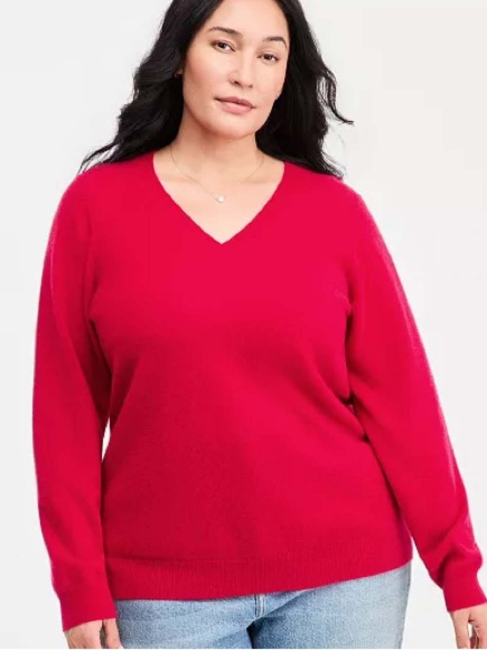 Charter Club Red Plus Size 100% Cashmere V-Neck Sweater Size 0X